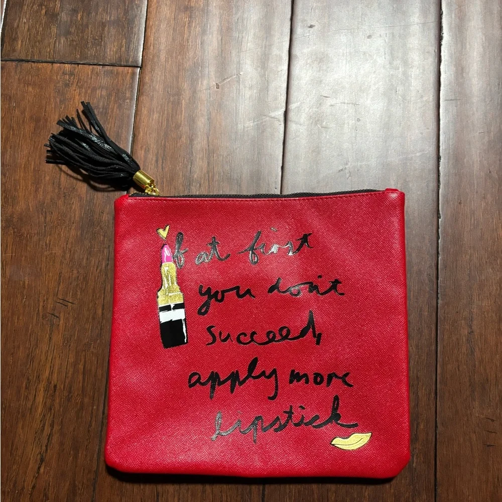 Red  Pouch with Lipstick Motif u